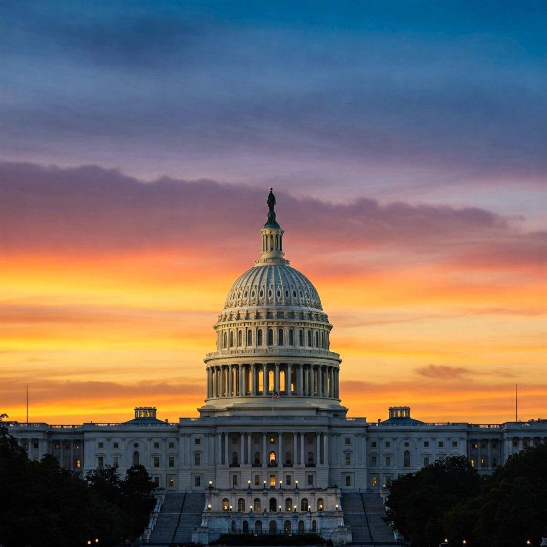 U.S. Capitol dome at sunrise