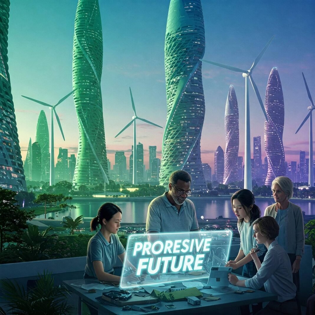 Futuristic city skyline